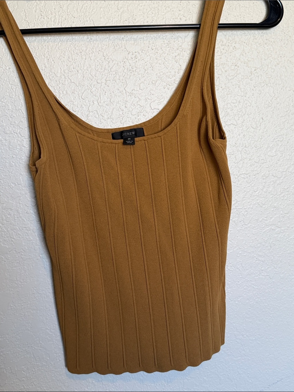 J. Crew Ribbed Scoop Tank Top in Camel Brown